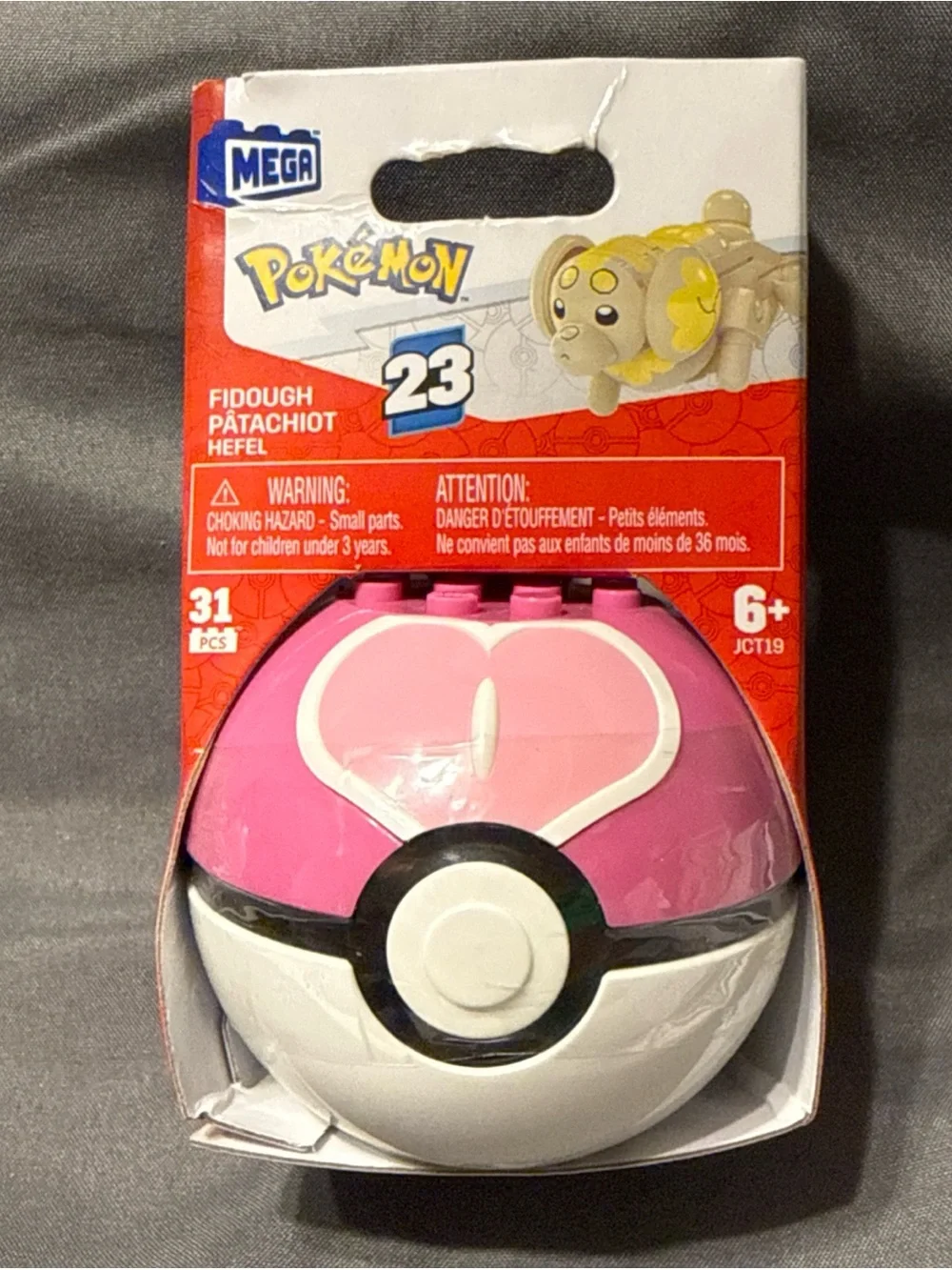Mega Pokémon Construx Fidough Series 23 JCT19 Pink Ball. 31pcs puzzle